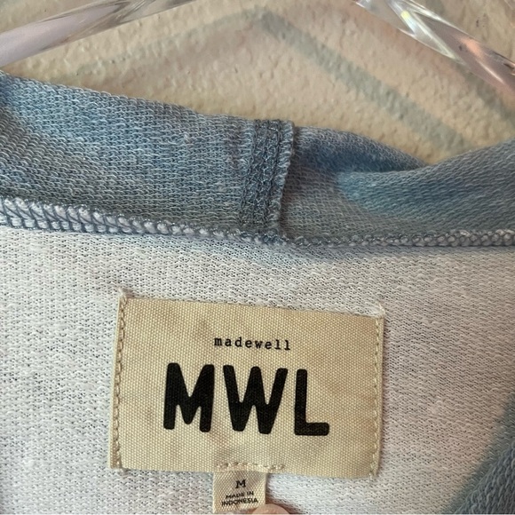 MWL Madewell Skyterry Hoodie Cotton Sweatshirt in Blue/White Size Medium - Picture 4 of 8